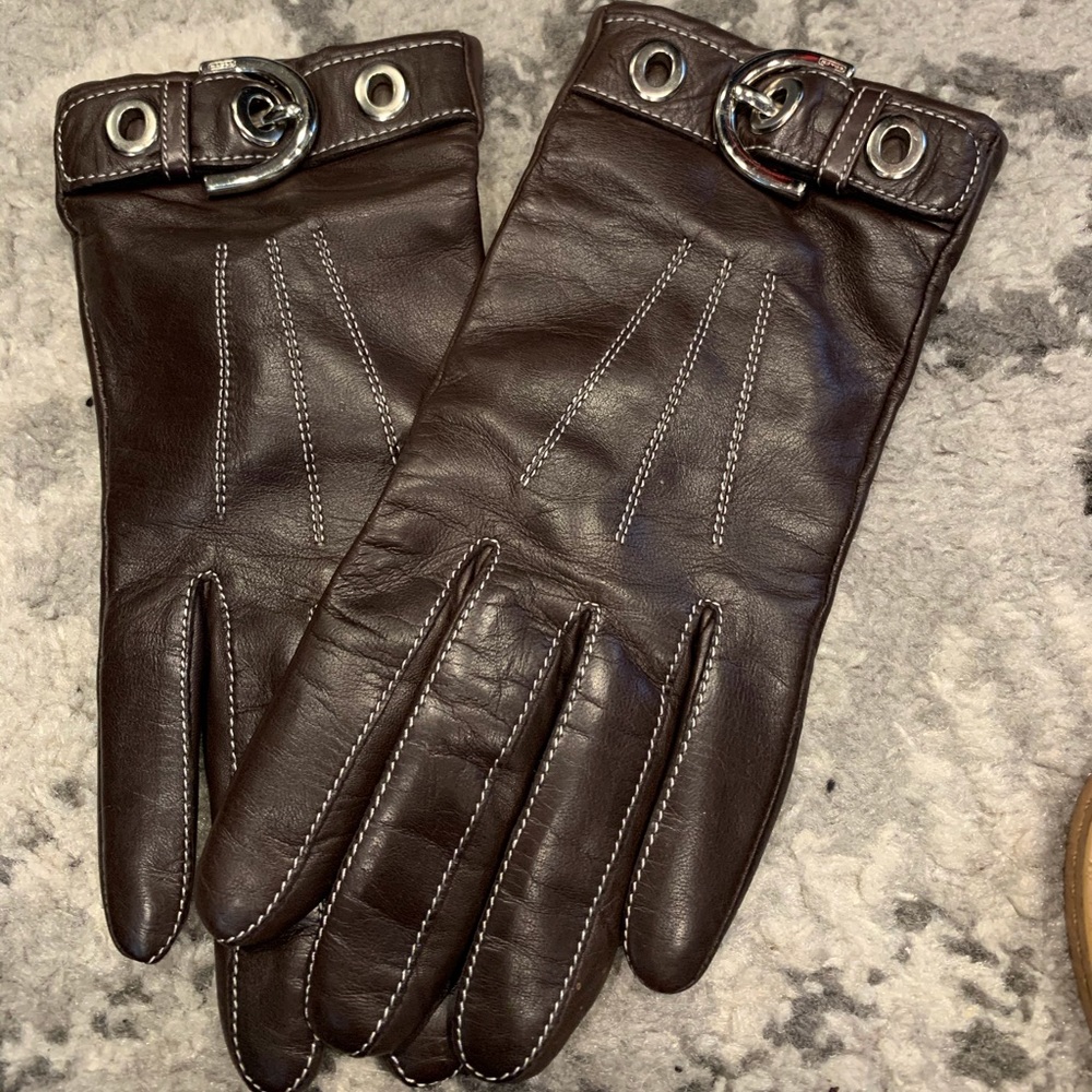 Coach Brown Leather Gloves